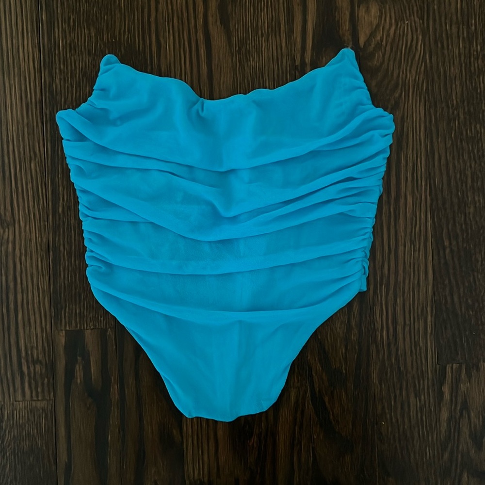 Blue Strapless Corset Top